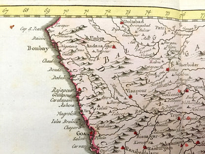 Antique 1773 Hindostan India Map by Jacques Nicolas Bellin from Harrevelt L’histoire Philosophique Atlas – Bombay, Mumbai, Madras, Sri Lanka