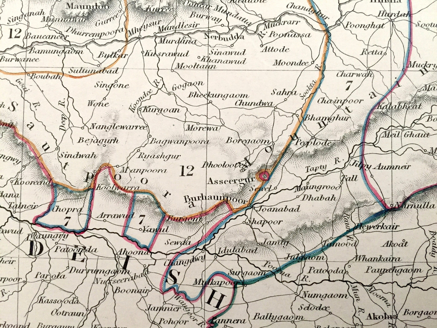 Antique 1833 India Map from SDUK Atlas – Gulf of Cambay, Nagpur, Gujarat, Madhya Pradesh, Daman Silvassa, Maharashtra, Indore, Vadodara