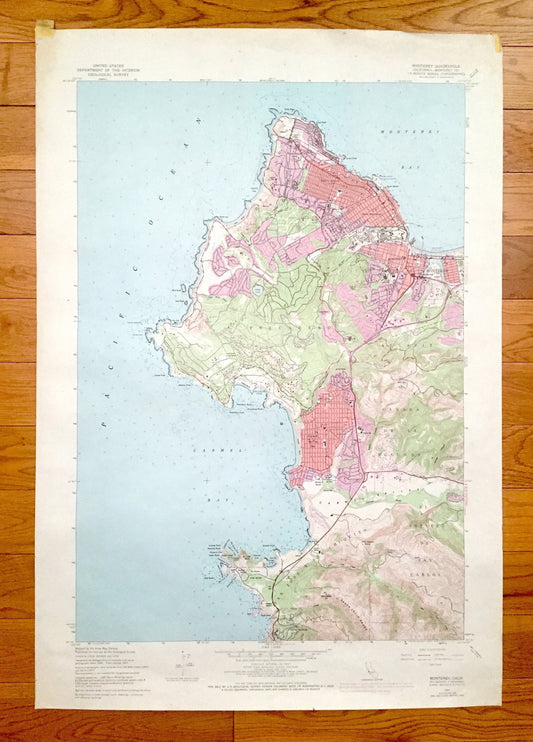 Antique Monterey, California 1947 US Geological Survey Topographic Map – Carmel By The Sea, Bay, Pacific Grove, Pinos, Pebble Beach Golf, CA