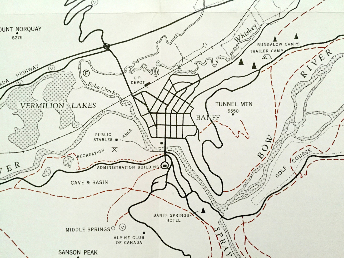 Antique 1965 Banff National Park Trails, Alberta, Canada Geological Survey Topographic Map – Canadian Rockies, Lake Louise, Jasper, Yoho CAN
