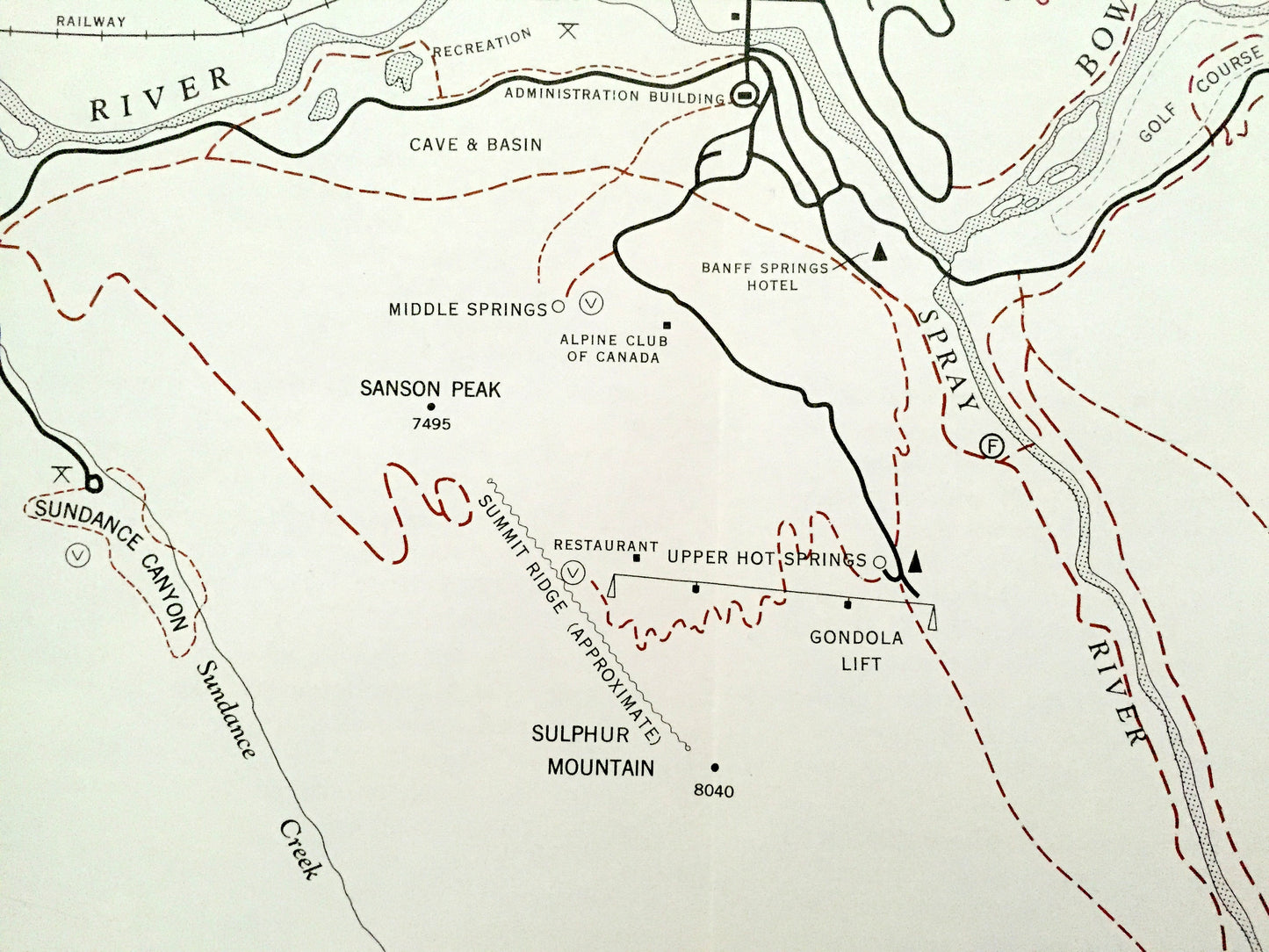 Antique 1965 Banff National Park Trails, Alberta, Canada Geological Survey Topographic Map – Canadian Rockies, Lake Louise, Jasper, Yoho CAN