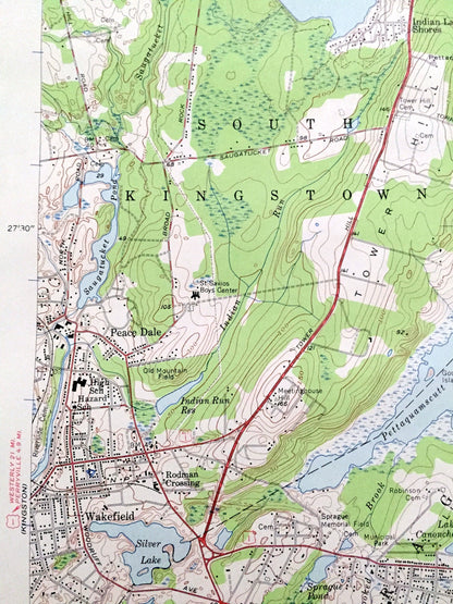 Antique Narragansett Pier, Rhode Island 1957 US Geological Survey Topographic Map – Washington County, Newport, Kingston, Jamestown, Bay, RI