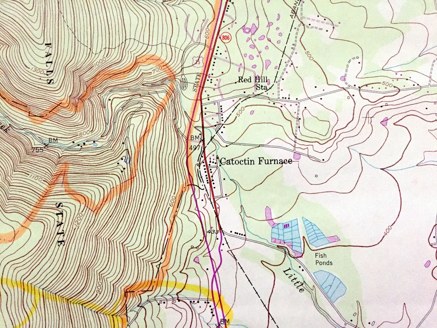 Antique Catoctin Furnace, Maryland 1953 US Geological Survey Topographic Map – Frederick County, Cunningham Falls, Lewiston, Thurmont, MD