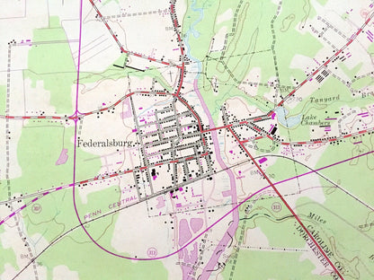 Antique Federalsburg, Maryland 1944 US Geological Survey Topographic Map – Caroline, Dorchester County, Williamsburg, Hurlock, Nichols, MD