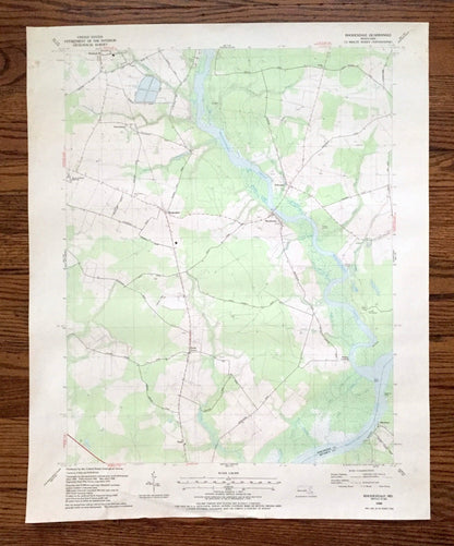 Antique Rhodesdale, Maryland 1988 US Geological Survey Topographic Map – Dorchester County, Hurlock, Eldorado, Brookview, Nanticoke RIver MD