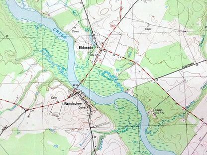 Antique Rhodesdale, Maryland 1988 US Geological Survey Topographic Map – Dorchester County, Hurlock, Eldorado, Brookview, Nanticoke RIver MD