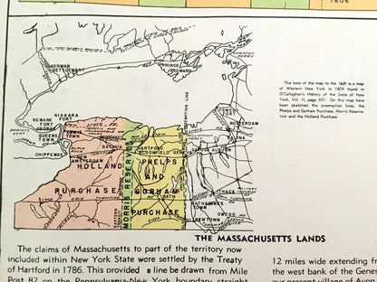 Antique 1941 New York Historical Map from WP Munger's Historical Atlas of New York State – Manhattan, Long Island, Adirondacks, Duke, NY