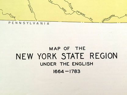 Antique 1941 New York English Colonial Map from WP Munger's Historical Atlas of New York State – Manhattan, Long Island, Adirondacks, NY