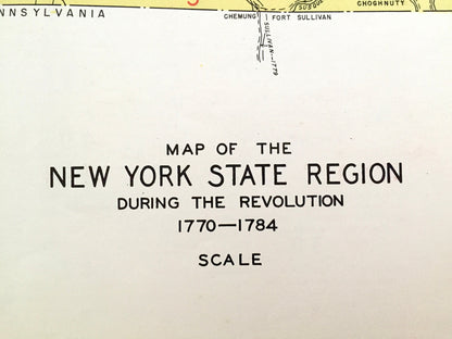 Antique 1941 New York Revolutionary Wartime Map from WP Munger's Historical Atlas of New York State – Manhattan, Long Island, Adirondacks NY
