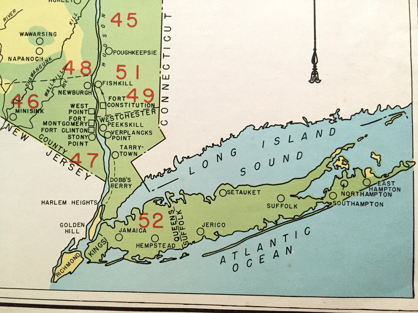 Antique 1941 New York Revolutionary Wartime Map from WP Munger's Historical Atlas of New York State – Manhattan, Long Island, Adirondacks NY