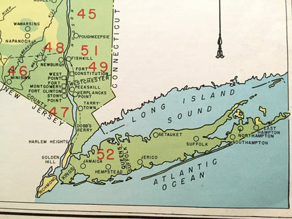Antique 1941 New York Revolutionary Wartime Map from WP Munger's Historical Atlas of New York State – Manhattan, Long Island, Adirondacks NY