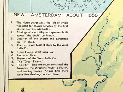 Antique 1941 New York City Borough Map from WP Munger's Historical Atlas of New York State – Manhattan, Brooklyn, Queens, New Amsterdam, NYC