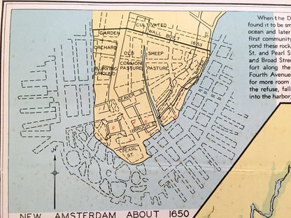 Antique 1941 New York City Borough Map from WP Munger's Historical Atlas of New York State – Manhattan, Brooklyn, Queens, New Amsterdam, NYC