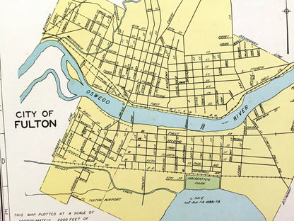 Antique Long Beach, Oswego, North Tonawanda & Fulton, New York 1941 Historical Atlas City Street Map – Nassau, Erie County, Lake Ontario, NY
