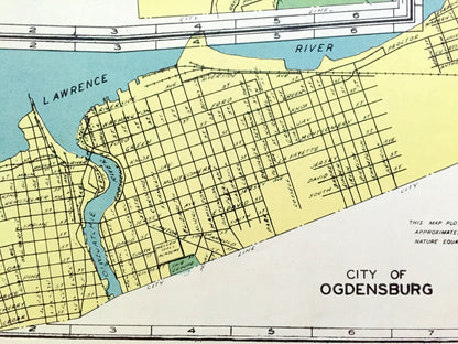 Antique Binghamton, Hornell, Ogdensbug & Amsterdam, New York 1941 Historical Atlas City Street Map – Broome, Steuben, St Lawrence County, NY