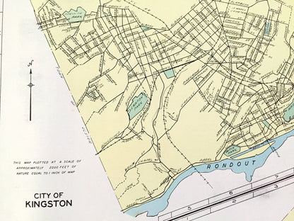 Antique Kingston, Newburgh, Norwich, Beacon & Ithaca, New York 1941 Historical Atlas City Street Map – Ulster, Orange, Dutchess County, NY