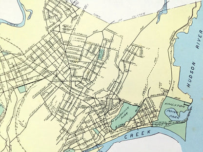 Antique Kingston, Newburgh, Norwich, Beacon & Ithaca, New York 1941 Historical Atlas City Street Map – Ulster, Orange, Dutchess County, NY