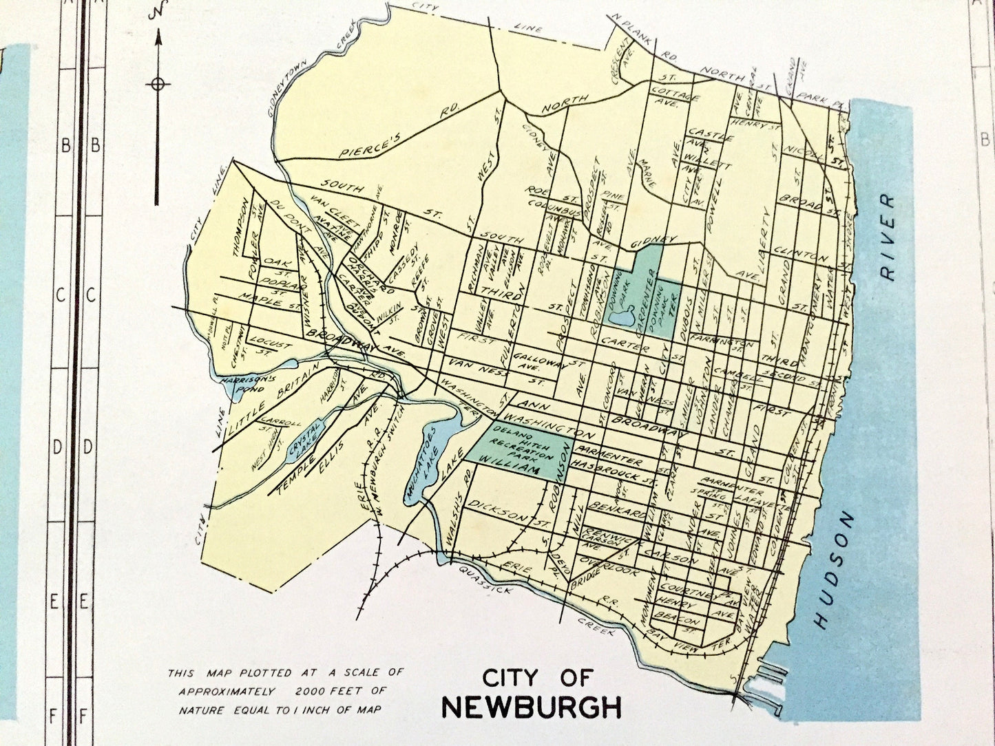 Antique Kingston, Newburgh, Norwich, Beacon & Ithaca, New York 1941 Historical Atlas City Street Map – Ulster, Orange, Dutchess County, NY