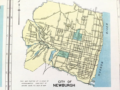 Antique Kingston, Newburgh, Norwich, Beacon & Ithaca, New York 1941 Historical Atlas City Street Map – Ulster, Orange, Dutchess County, NY