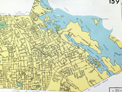 Antique New Rochelle & Troy, New York 1941 Historical Atlas City Street Map – Westchester, Rensselaer County, Hudson River Valley, NY