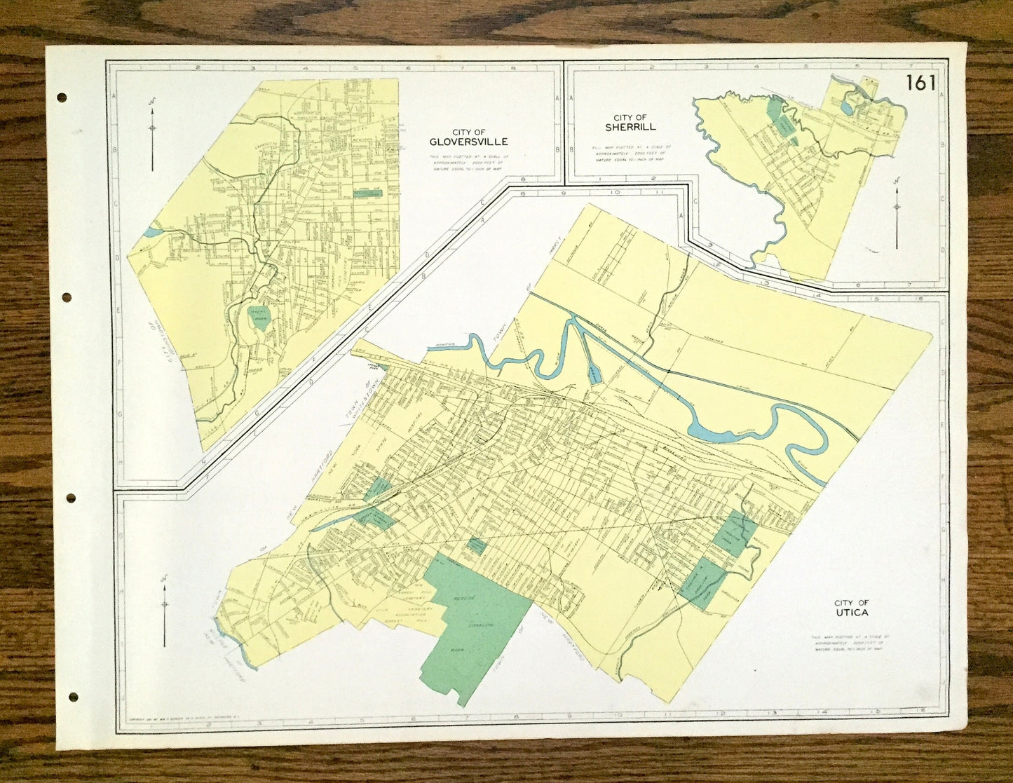 Antique Utica, Gloversville & Sherrill, New York 1941 Historical Atlas City Street Map – Oneida, Fulton, County, Mohawk River Valley, NY