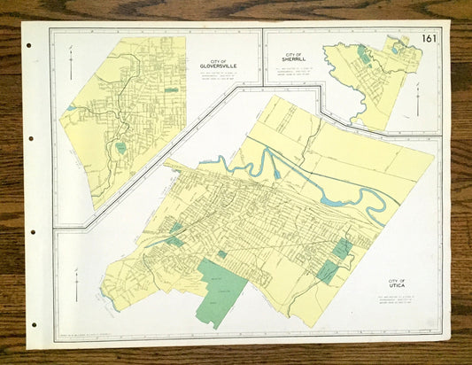 Antique Utica, Gloversville & Sherrill, New York 1941 Historical Atlas City Street Map – Oneida, Fulton, County, Mohawk River Valley, NY