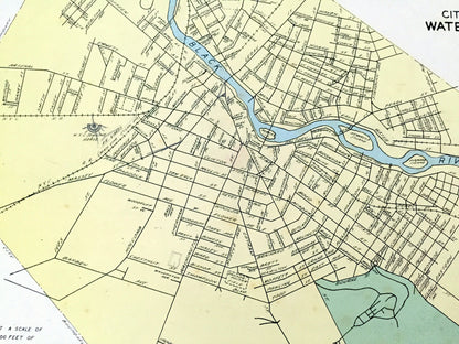 Antique Geneva, Watertown, Tonawanda & Batavia, New York 1941 Historical Atlas City Street Map – Ontario, Seneca, Jefferson, Erie County, NY