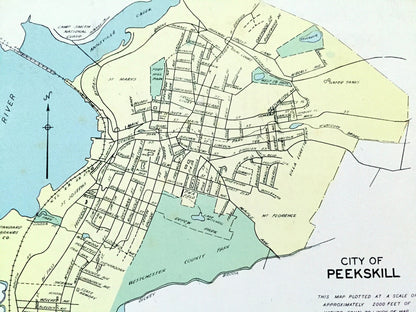 Antique Saratoga Springs, Peekskill, Oneonta & Rome, New York 1941 Historical Atlas City Street Map – Westchester, Otsego, Oneida County, NY