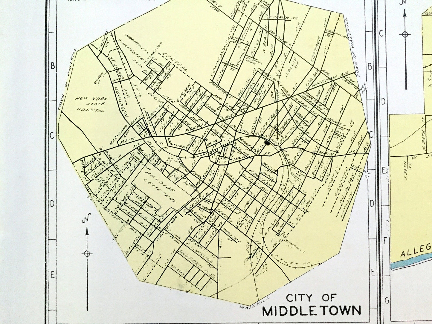 Antique Auburn, Glens Falls, Middletown, Olean & Canandaigua, New York 1941 Historical Atlas City Street Map – Cayuga, Warren County, NY