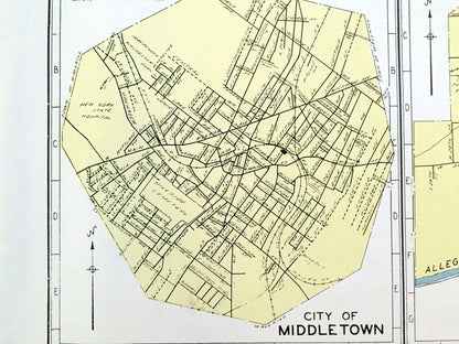 Antique Auburn, Glens Falls, Middletown, Olean & Canandaigua, New York 1941 Historical Atlas City Street Map – Cayuga, Warren County, NY