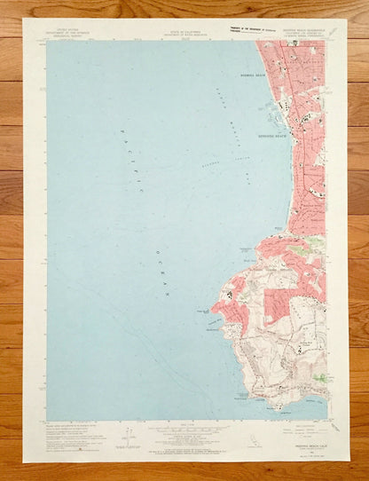 Antique Redondo Beach, California 1963 US Geological Survey Topographic Map – Los Angeles County, San Pedro, Torrance, Hermosa, Clifton, CA