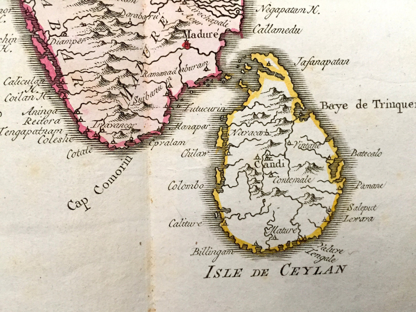 Antique 1773 Hindostan India Map by Jacques Nicolas Bellin from Harrevelt L’histoire Philosophique Atlas – Bombay, Mumbai, Madras, Sri Lanka