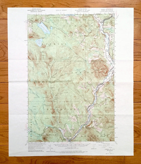 Antique Averill, Vermont 1953 US Geological Survey Topographic Map – Lemington, Brunswick, Stratford, Columbia, Stewartstown, New Hampshire