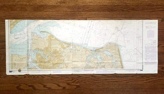 Antique Chesapeake Bay 1979 US Coast Guard Nautical Map – Cape Charles to Norfolk Harbor, Virginia Beach, Newport News, York River, Henry VA
