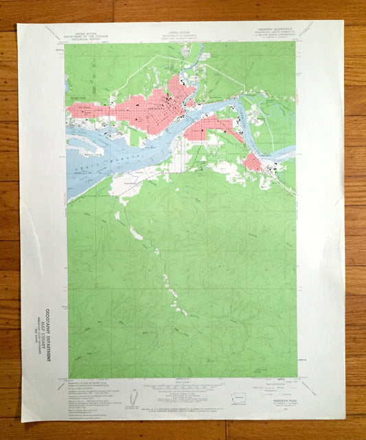 Antique Aberdeen, Washington 1957 US Geological Survey Topographic Map – Grays Harbor County, Hoquiam, Cosmopolis, Books Ranch, WA