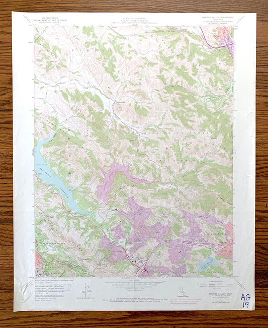 Antique Briones Valley, California 1959 US Geological Survey Topographic Map – Orinda, Martinez, Oakland, Contra Costa County, Alameda CA