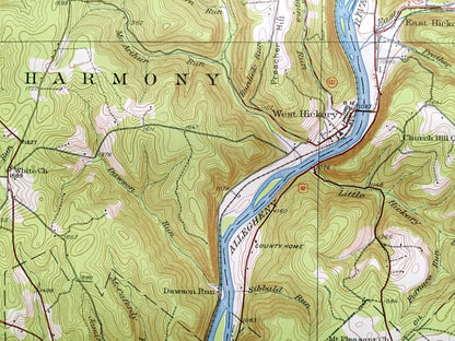 Antique Tidioute, Pennsylvania 1927 US Geological Survey Topographic Map – Warren, Forest County, Triumph, Deerfield, Limestone, Harmony, PA