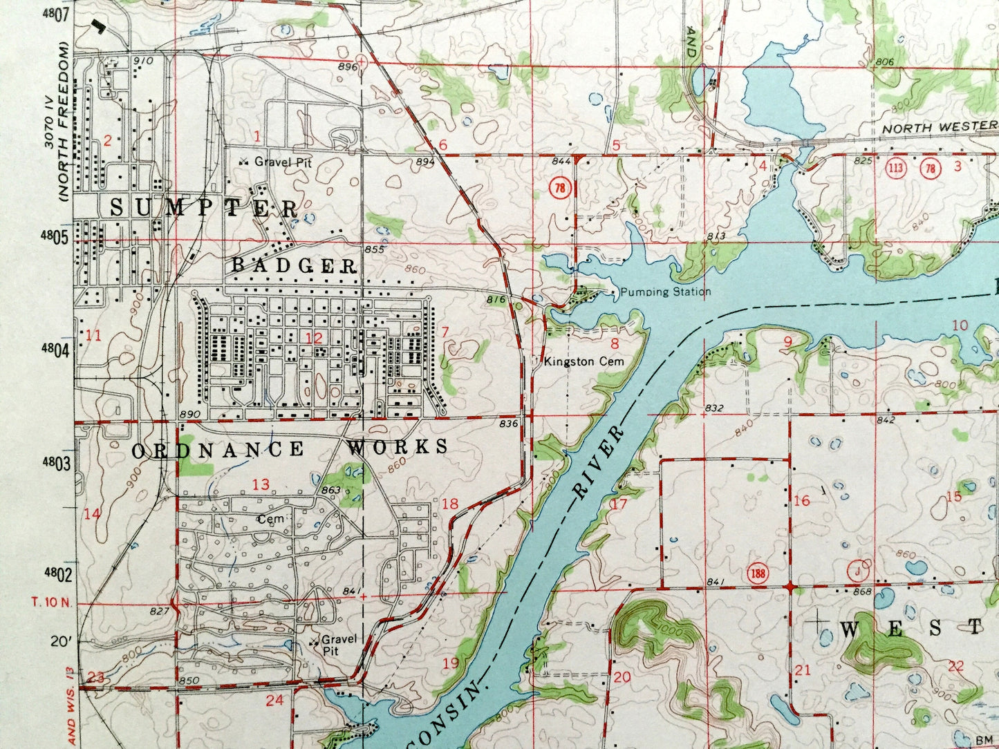 Antique Baraboo, Wisconsin 1959 US Geological Survey Topographic Map – Merrimac, Prairie du Sac, Sauk, Lodi, Columbia, Dane, Devils Lake WI