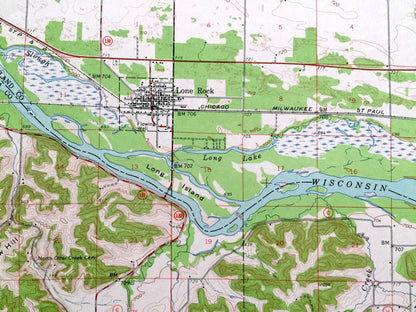 Antique Spring Green, Wisconsin 1960 US Geological Survey Topographic Map – Richland, Sauk, Iowa County, Lone Rock, Wyoming, Taliesin, WI