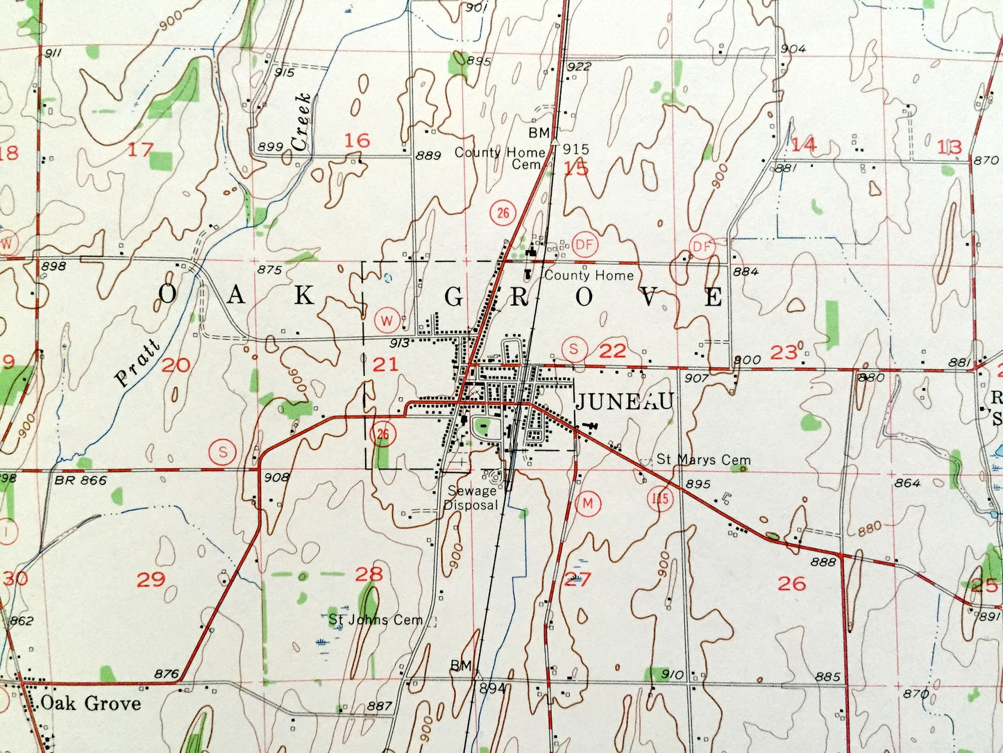 Antique Horicon, Wisconsin 1955 US Geological Survey Topographic Map – Dodge County, Sinissippi Lake, Marsh Wildlife Area, Juneau, Mayville