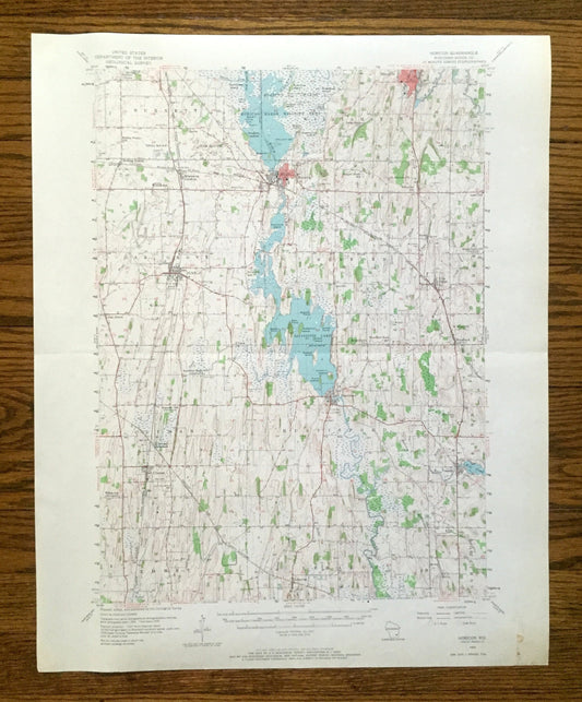 Antique Horicon, Wisconsin 1955 US Geological Survey Topographic Map – Dodge County, Sinissippi Lake, Marsh Wildlife Area, Juneau, Mayville
