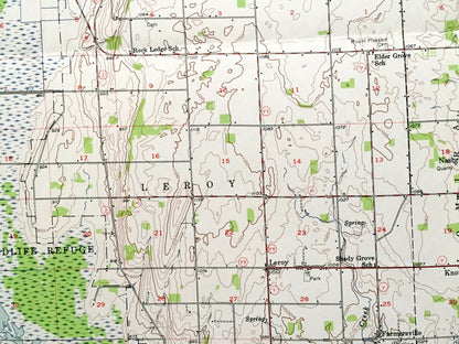 Antique Waupun, Wisconsin 1955 US Geological Survey Topographic Map – Dodge, Fond Du Lac County, Horicon National Wildlife Refuge, Oakfield