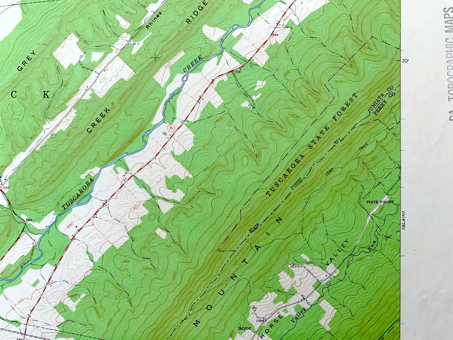 Antique Blairs Mills, Pennsylvania 1960 US Geological Survey Topographic Map – Juniata, Perry, Huntingdon, Franklin County, Lack, Tell, PA