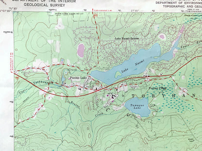 Antique Pocono Pines, Pennsylvania 1966 US Geological Survey Topographic Map – Monroe County, Tobyhanna, Bear Mountain, Lake Naomi, PA