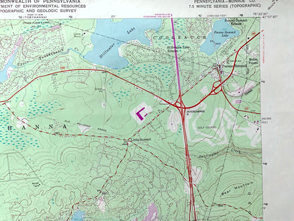 Antique Pocono Pines, Pennsylvania 1966 US Geological Survey Topographic Map – Monroe County, Tobyhanna, Bear Mountain, Lake Naomi, PA