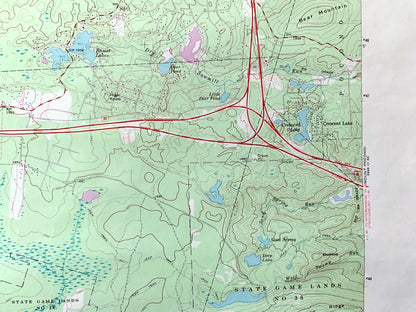 Antique Pocono Pines, Pennsylvania 1966 US Geological Survey Topographic Map – Monroe County, Tobyhanna, Bear Mountain, Lake Naomi, PA