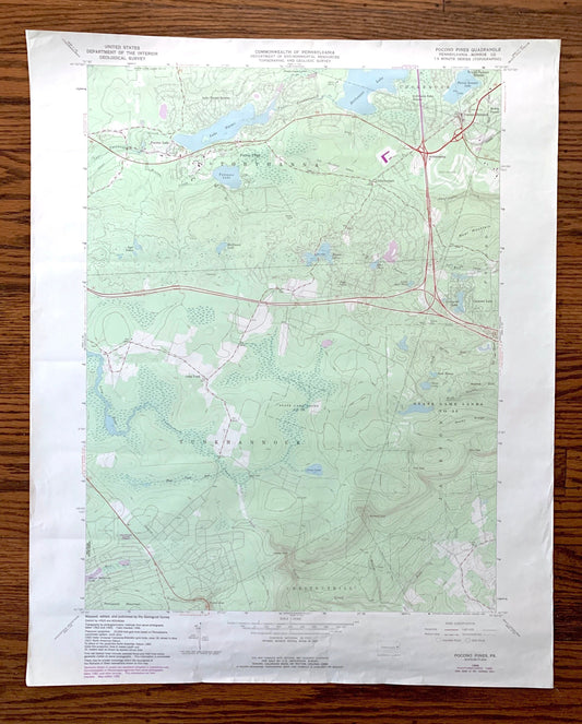 Antique Pocono Pines, Pennsylvania 1966 US Geological Survey Topographic Map – Monroe County, Tobyhanna, Bear Mountain, Lake Naomi, PA
