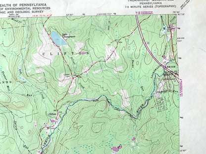 Antique Thornhurst, Pennsylvania 1965 US Geological Survey Topographic Map – Lackawanna, Monroe, Luzerne County, Clifton, Lehigh, Poconos PA