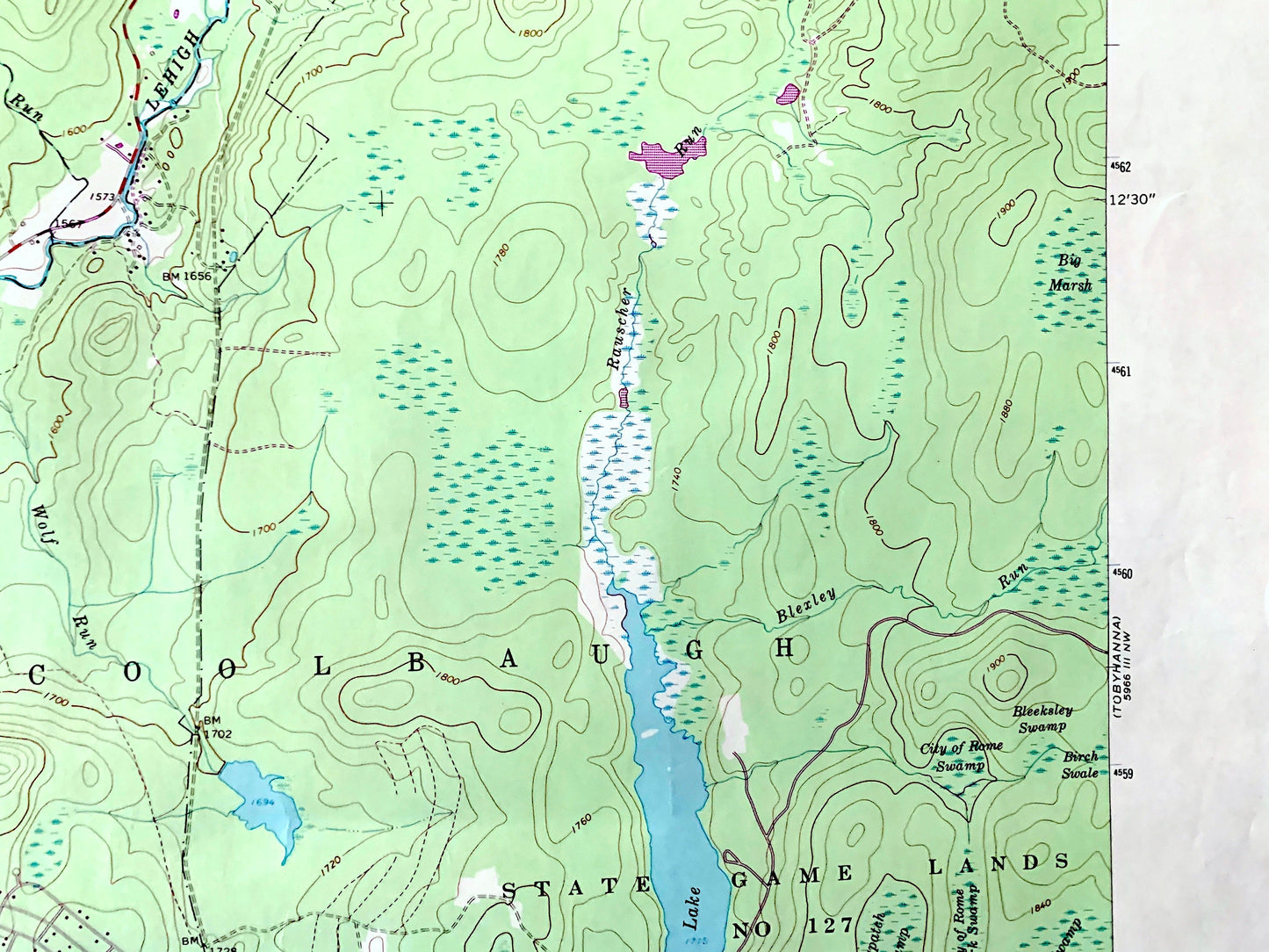 Antique Thornhurst, Pennsylvania 1965 US Geological Survey Topographic Map – Lackawanna, Monroe, Luzerne County, Clifton, Lehigh, Poconos PA