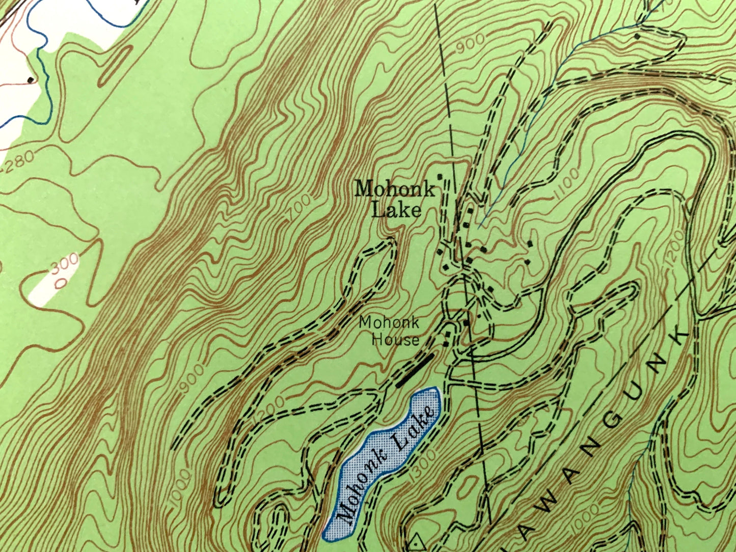 Antique Mohonk Lake, New York 1942 US Geological Survey Topographic Map – Ulster County, Marbletown, Rochester, New Paltz, Kripplebush NY